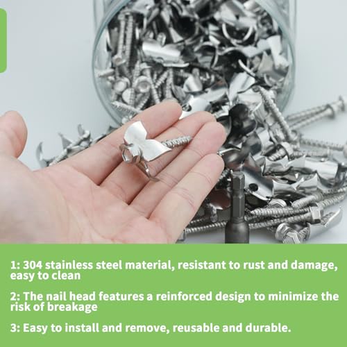 Reusable Wire Fence Staples 1.7in 100PCS, 304 Stainless Nails for Wood SS1.9IN*100PCS