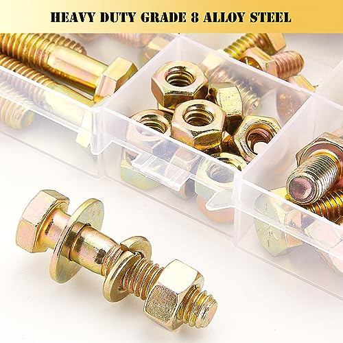 ZTF Bolts and Nuts Assortment Kit，1/4-20 5/16-18 3/8-16 SAE Nuts and Bolts gold-1/4-20 5/16-18 3/8-16 Sae bolts
