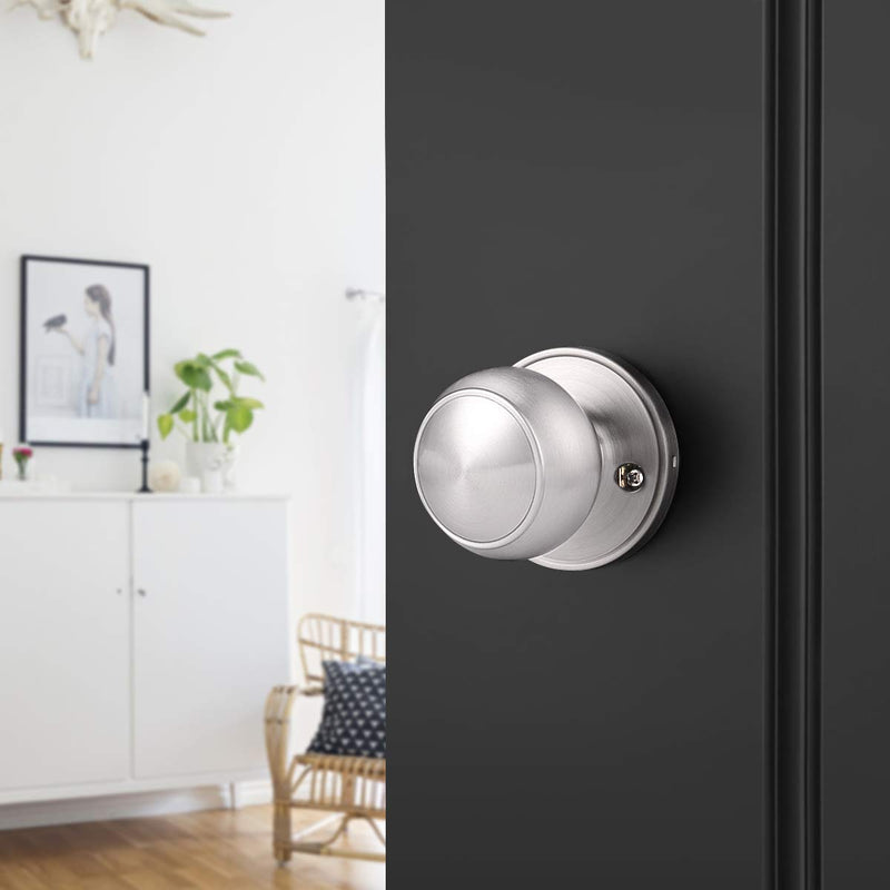 Probrico 5 Pack Classic Closet Door Knobs Dummy Door Knob, Individual Non-Turning Dummy Door Knob Single Side, Satin Nickel Interior Door Knobs, Easy Installation