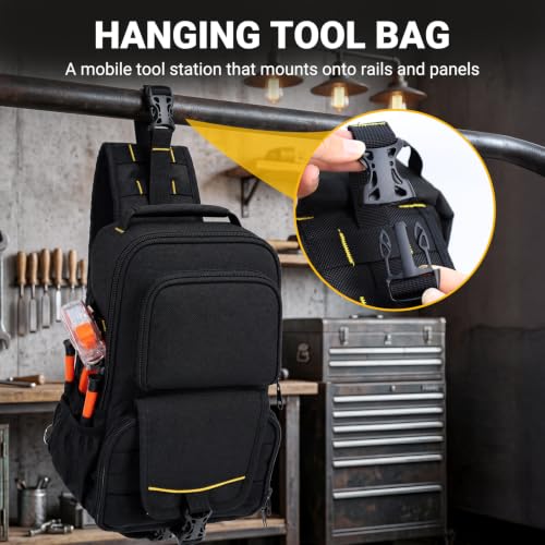 FamilyKit Electrician Tool Bag, Compact HVAC Tool Pouch for Technicians Black