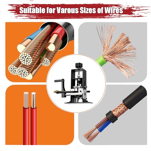 Wire Stripping Machine, 0.06"-1" Manual Wire Stripper Machine, Drill Powered Hand Crank Wire Stripper with Replacement Blades, Wire Stripping Machine for Scrap Copper Recycling DIY