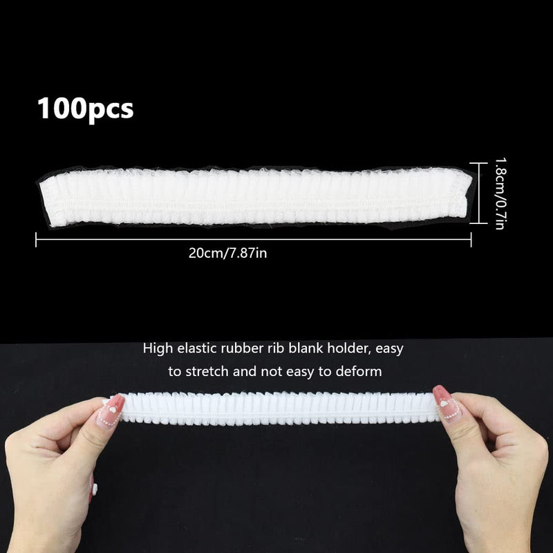 SRunDe Pack of 100 Disposable Hair Nets 21 Inch Breathable Disposable Caps with Elastic Stretch Band White Fleece Caps Head Caps for Nurses
