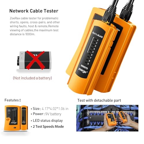 Ethernet crimping tool kit RJ45 crimp tool, Cat5 Cat6 Pass Through Crimping Tool for Network Cable Tester, Multiply Stripper, 50PCS Cat 6 Pass Through Connectors and Strain Relief Boots 10 IN 1 Set