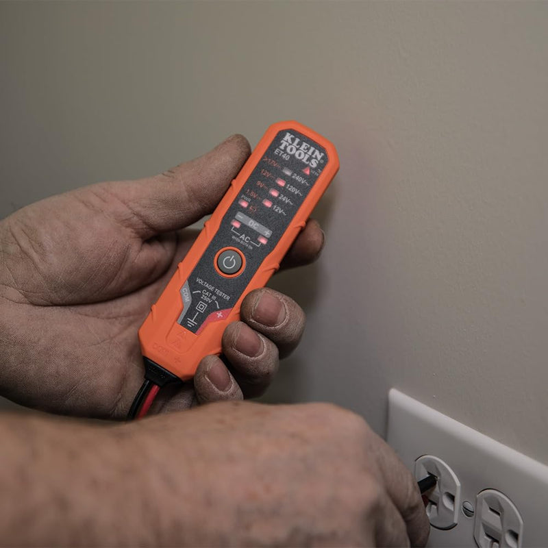 Klein Tools ET40VP Voltage Test Kit, GFCI Receptacle Tester, AC/DC Voltage Tester, Detects Common Electrical Wiring Problems Digital Tester Kit