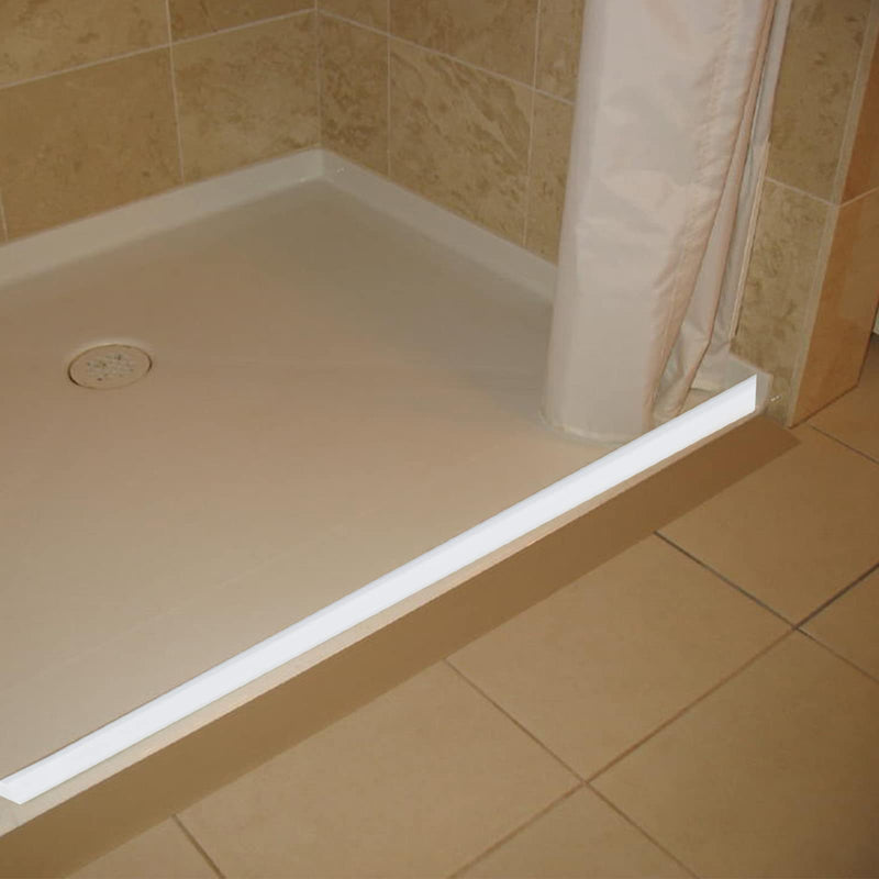 Raycity Collapsible Shower Threshold Water Dam Barrier,Shower Door and Kitchen Water Strip Dam Shower Guard for Dry And Wet Separation Caulk Seal Strip Edge Trim(67Inches/White) 67Inches 0.54" High/White