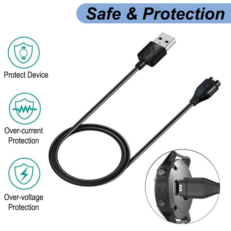 Charger for Garmin Fenix 7 7X 7S, Fenix 6 6X 6S Pro, Fenix 5 5X 5S, Replacement USB Charging Cable with Yellow Charger Port Dust Plug Protector for Garmin Watch (1) 1