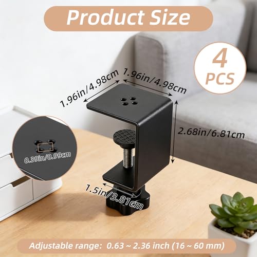4 Pack Heavy Duty C Clamp, Black Adjustable Woodworking Clamps Shelf Clamps for for Furniture Table Installation Desk Extension Panel Work Welding and Construction