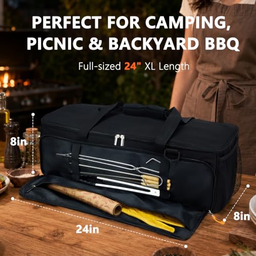 24” Grill Tool Storage with Rigid Bottom Board, BBQ Utensil Bag, Bag Only