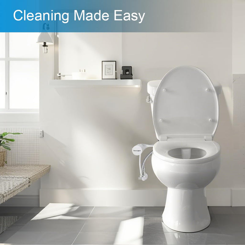 Ultra-Slim Hygienic Bidet Attachment for Existing Toilets - Adjustable Fresh Water Pressure, Dual Nozzle (Frontal & Rear Wash), Easy to Install, Black
