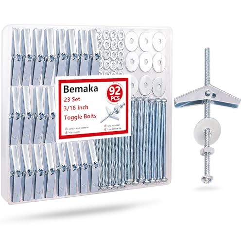 92Pcs 3/16 Inch Toggle Bolts for Drywall + 336Pcs Toggle Bolts Heavy Duty Drywall Anchors and Screws Assortment Kit
