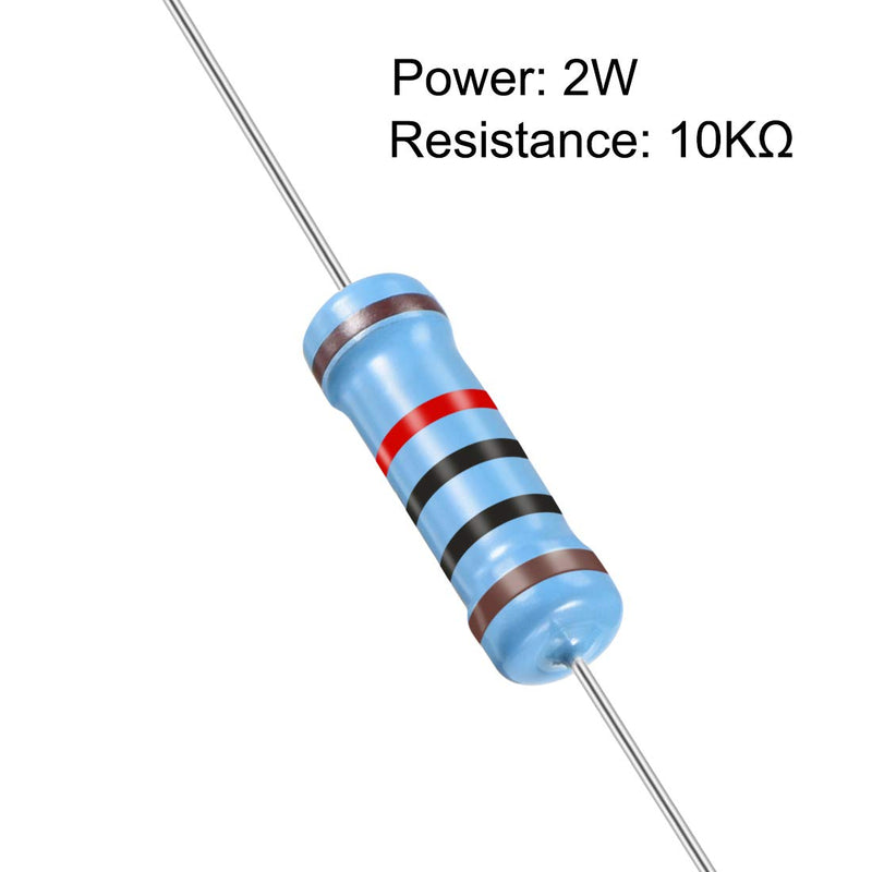 sourcing map 30pcs Metal Film Resistors 10K Ohm 2W 1% Tolerance 5 Color Band