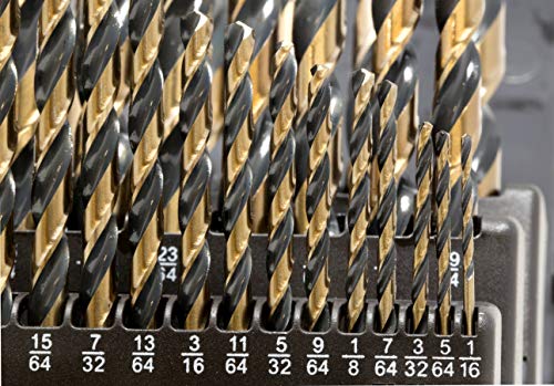 WEN DB292G 29Piece Fully Ground Black Gold HSS Jobber Drill Bit Set with Carrying Case