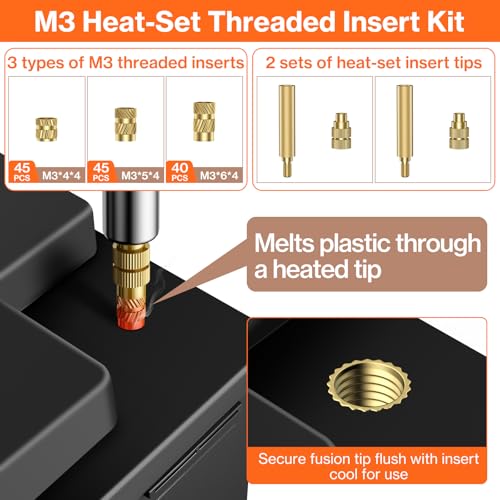 Threaded Inserts Soldering Tips Set, Preciva M3 Thread Insert Soldering Tips Set with M3 Screws Nuts Assortment Set