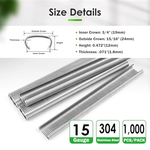 CTS SC7/C24 15 Gauge 3/4” Crown 304 Stainless Steel Hog Rings 1000PCS