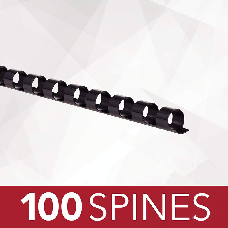 GBC Binding Spines/Spirals/Coils, 5/16" Diameter, 40 Sheet Capacity, CombBind, Black, 100 Pack (4000032)
