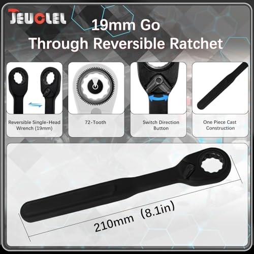 15PCS Metric Pass Through Socket Set, 3/8"Drive Go-Thru Ratchet Kit 15Pcs Metric