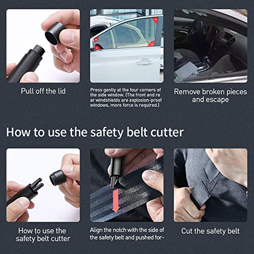 Safety Hammer Emergency Window Glass Breaker and Seatbelt Cutter Escape Tool (Black, Color) Black