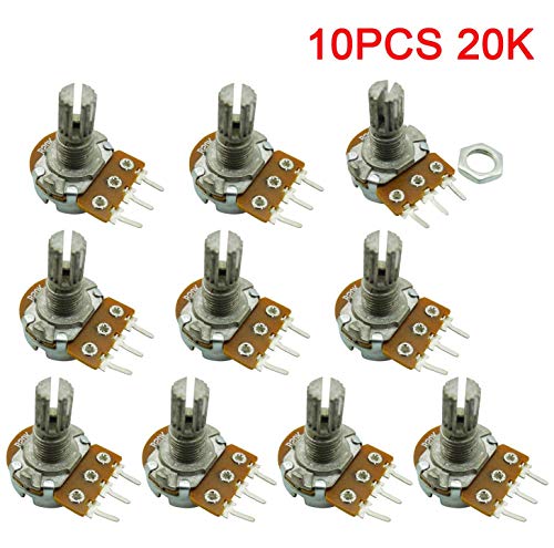 B20K 20K Ohm Adjustment Single Linear Rotary Taper Potentiometer Shaft 15 mm Pack of 10