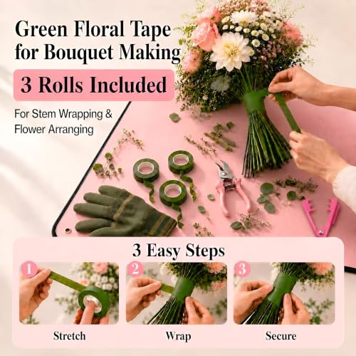 Floral Arrangement Kit with Mat and Basket, Wedding Bouquet DIY Supplies