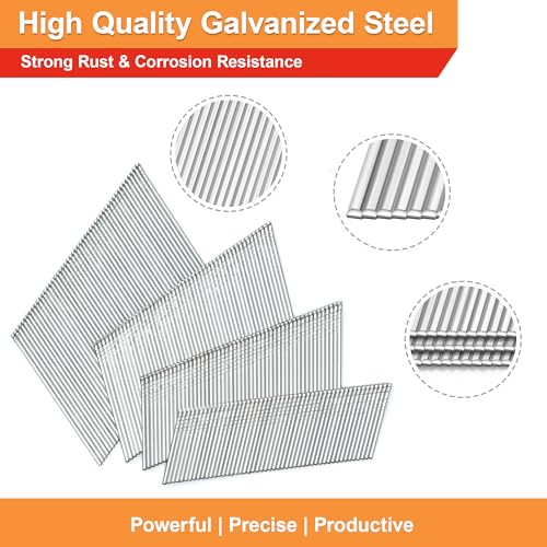 16 Gauge 20° Angled Finish Nails, Galvanized 4Size,2000Pcs Assembly---2000 Pcs