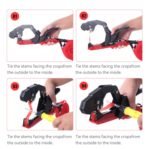 Plant Tying Machine,Plant Vine Tying Machine Tool with 10000pcs Staples 20 Rolls Tape Plant Tape Gun for Grapes Raspberries Tomatoes and Vining Vegetables Tying Tool(red), 8018-1