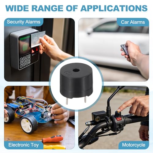 sourcing map 10 Pcs Passive Buzzer DC 1.5-5V 12x8.5mm Electric Tone Buzzer Alarm Piezo Beep Sounder Continuous Sound Beep for Physics Circuits Alarm Safety Development Boards House Shop