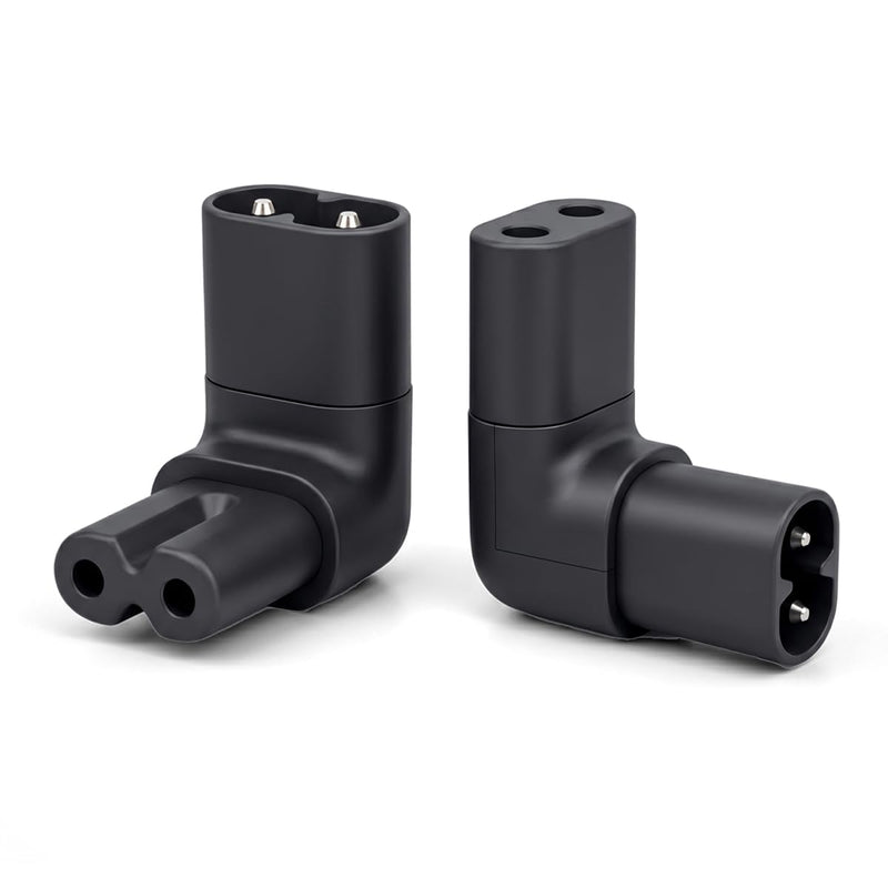 Zolara 2 Pack C7 to C8 Right Angle Adapter Plug, Euro Plug 90 Degree Angle for IEC C8 to C7 Extension, Compatible with Laptops, Monitors, Printers, Office and Home Appliances