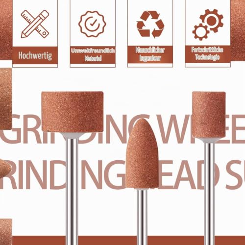 Corundum Grinding Pen, 3 mm Shank, Mounted Grinding Arbor, 45 Pieces, Grinding Polishing Head, Grinding Attachments for Drill, Abrasive Grinding Pins for 1/8 Inch Shank for Sharpening, Sanding Polishing Accessories