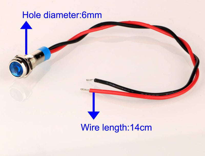Gebildet 10Pcs 6mm 230V AC LED Metal Indicator Lamp Waterproof Signal Lamp (Green Orange Red Blue White 10Pcs) Mixed Color-220v