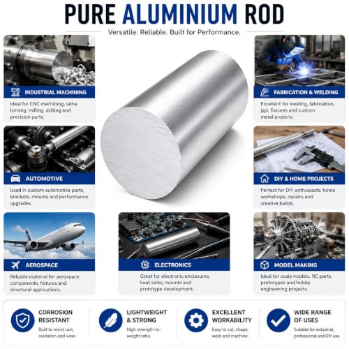 6061-T651 Aluminum Round Rod 71MM Diameter x 100MM Length, Solid Aluminum Bar Stock for CNC Machining, Lathe Turning, Engineering, Aerospace, Fabrication & DIY Projects
