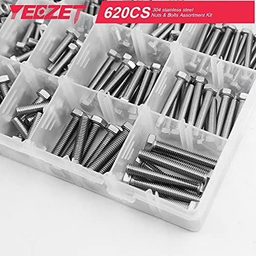 620PCS M4 M5 M6 Heavy Duty Bolts and Nuts Assortment Kit, 304 Stainless Steel, Includes 13 Most Common Sizes 620PCS m4 m5 m6 Bolts and Nuts Kit