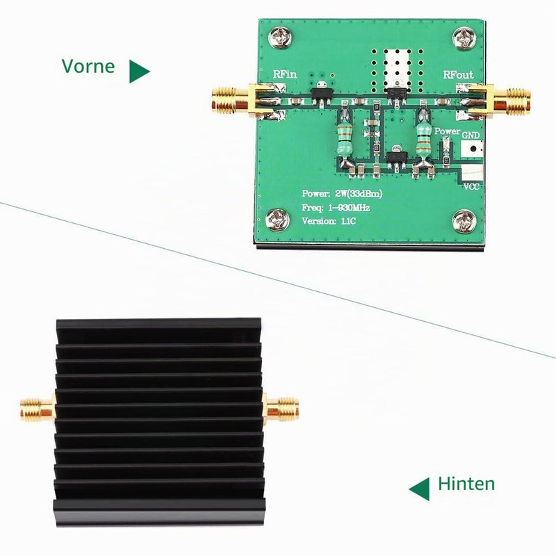 2W RF Amplifier Board 1-930MHz for Amateur Radio, Broadband RF VHF FM Transmitter with Power Amplifier for Radio Transmission and Communication Applications