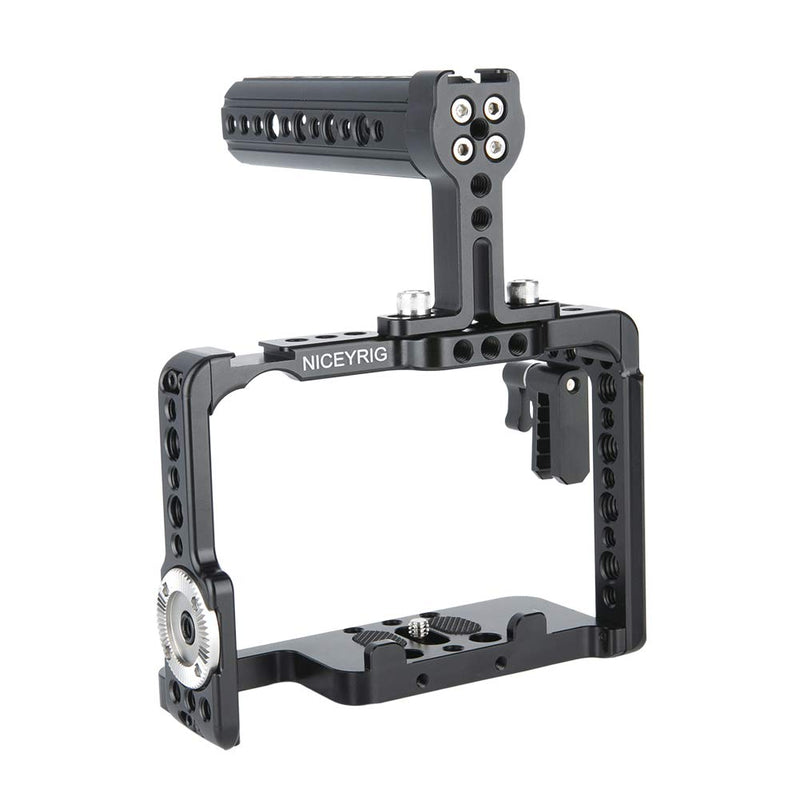 NICEYRIG Camera Cage Kit for Sony A7RIII/ A7RIV/ A7III/ A7SIII/ A7RII/ A7SII/ A7II/ A9, with Cheese Top Handle and Cable Lock Clamp - 190