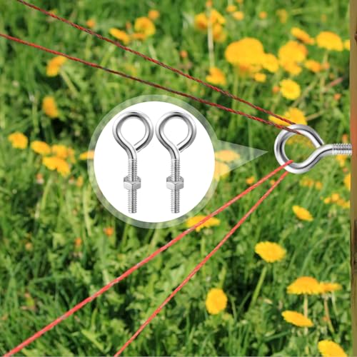 40 Pack 1/4-20 x 2-1/2 Inch Galvanized Steel Eye Bolts with Nut 1/4-20x2-1/2in Silver 40