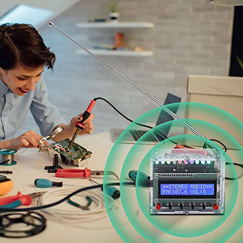 DONGKER FM Radio Kits, Soldering Projects DIY Electronic Kits Digital Radio with LCD Display FM 87-108 MHz Soldering Exercise Kit Wireless Receiver for Learning and Teaching LCD Display Radio
