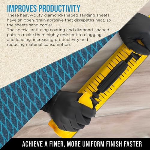 ProductionShop 60 Grit PSA Rhombus Diamond Shape Blue Longboard Sandpaper, 2-3/4" Wide Continuous 12 Yard Roll - Self Adhesive Stickyback for Auto Wood Air File Long Board Sanders, Hand Sanding Block