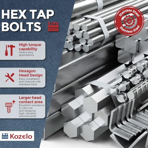120Pcs Hex Head Screw Nut Washer Kit-5/16 304 SS Silver Tone 5/16"x3/4",1",1-1/2",2",2-1/2",3" 120