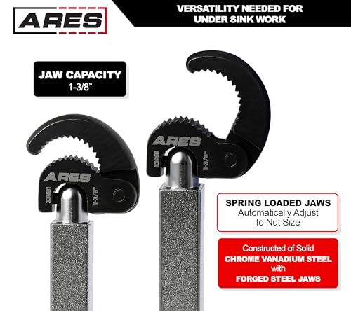 ARES 33001 11-16-In Telescopic Basin Wrench - Adjustable 1-3/8-In Jaw