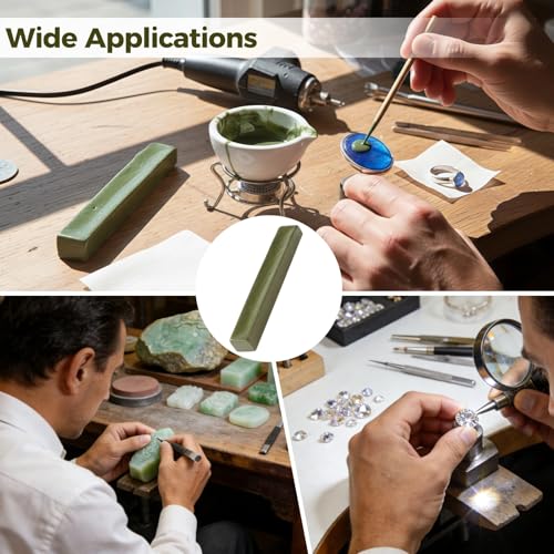 6 PCS Professional Green DOP Sticks, Hot Melt Adhesive with High Bond Strength for Gem Faceting, Polishing, Grinding Agate & Jade, 6.3 x 1.0 x 0.6 inches