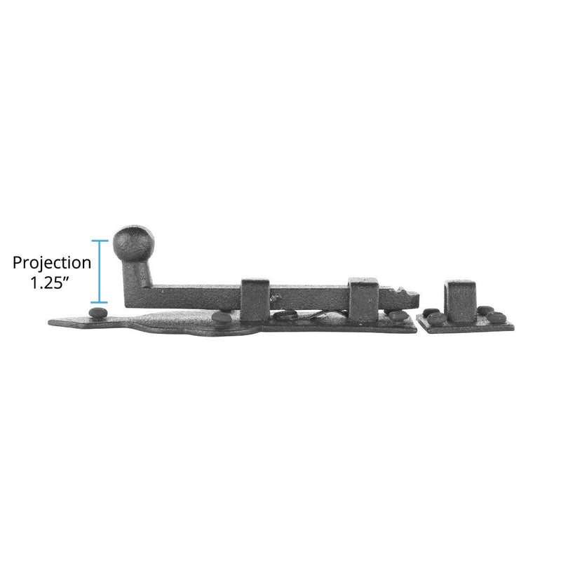 Renovators Supply Manufacturing Slide Bolt Latch 3 3/4 in. Black Wrought Iron Ball Tip Style Slide Bolt with Mounting Hardware Pack of 2 3.75 inch - Ball Tip
