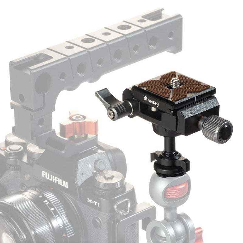 Ball Head with Hot Shoe Mount Adapter for Mini Desk Top Tripod with Arca Swiss Quick Release Plate for DSLR Camera Smartphone LED Video Light