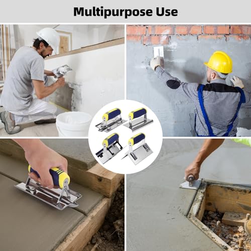 4 PCS Stainless Steel Concrete Tool Set, Includes Groover, Edger, Inside & Outside Corner Trowels, Anti-Rust Metal with Non-Slip Handle, Cement, Mortar, Plaster, Masonry Corner Finishing Work
