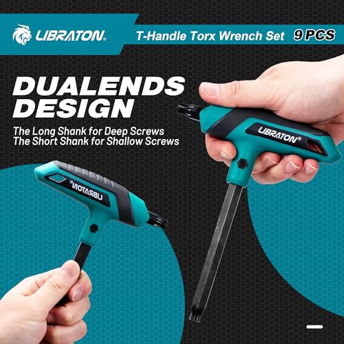 LIBRATON T Handle Torx Set T10-T50, Torx T Handle Set, Torx Wrench Set 9PCS (Torx)