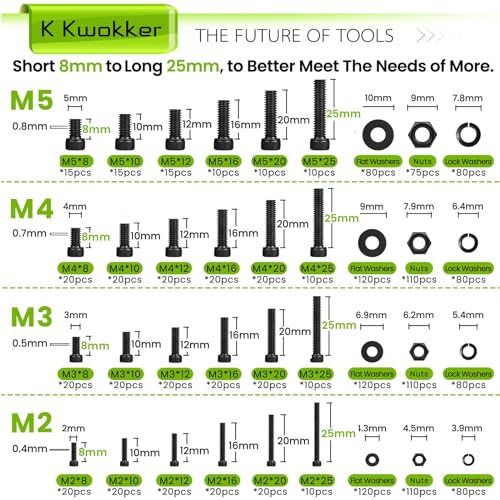 M2 M3 M4 M5 Hex Socket Head Cap Machine Screws + M3 M4 M5 M6 Hex Button Head Screw Set