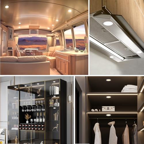 YindaLux 6x LED Recessed Spotlights 12 V DC White 3 W 3000 K Dimmable Hole 55-58 mm | 300 lm, warm white, 2 m cable, aluminium housing, round, spot for caravan, boat, kitchen, wardrobe, without transformer 3000K 6 Stück