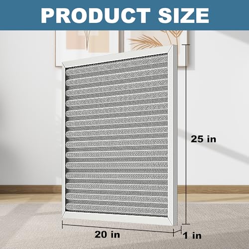 20x25x1 Reusable Air Filter - Washable Filter, MERV 8,Permanent, Electrostatic - Lasts a Lifetime HVAC AC Furnace Systems (Actual Size: 19.75x24.65x1 Inch)