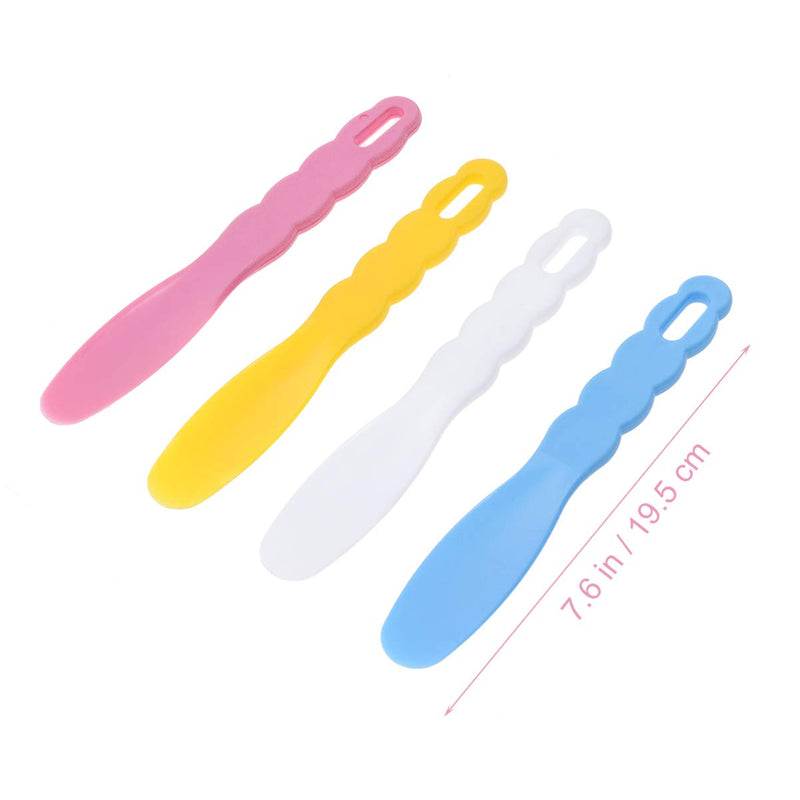 Supvox 4pcs 19.5 cm Dental Mixing Spatula Heat Resistant Spatula Cosmetic Spatula Plastic Spatula Dental Tool for Dental Medicine Cosmetic Cream (Blue Yellow Pink White)