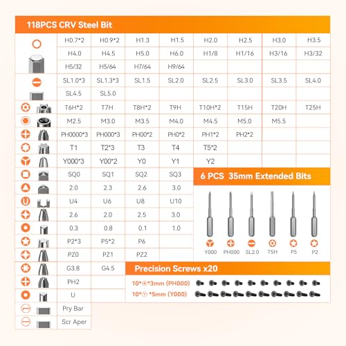 Precision Screwdriver Set, 166 in 1 Mini Screwdriver Set Tool Orange