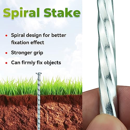 50-Pcs Galvanized Landscape Stakes, 10-Inch Length, 0.7 Inch Extra Large Top, Spiral Metal Anchoring Spikes, for Paver Edging, Weed Barrier, Camping Tent, More
