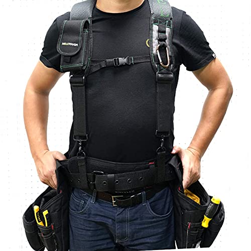 MELOTOUGH 1 PACK Gel Construction Tool Belt Suspenders With Trigger Hook + 2 PACK Tool Holster Cordless Drill Holster Tool Hook Single